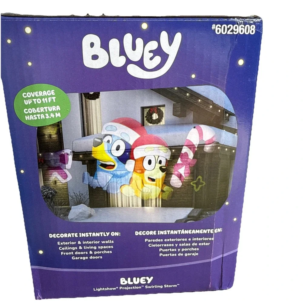 Bluey Christmas Holiday Lightshow Projector Swirling‎ Images 11ft Coverage NIB